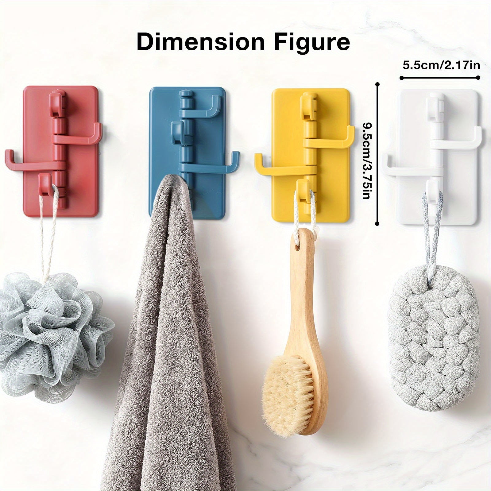 4pcs Self-Adhesive Wall Hooks, No-drill, Multi-purpose Hooks Are Made Of Durable Plastic for Easy Installation In Bathrooms, Kitchens, And More. Perfect for Organizing Keys, Hats, And Towels In Homes, Dorms, And Offices., Utility Hooks