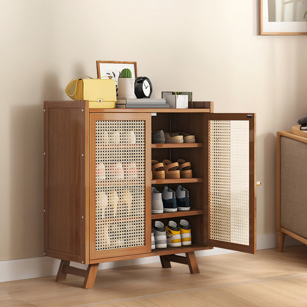 5\u002F7-Tier Shoe Rack Organizer Featuring Doors, a Bamboo Shoe Storage Cabinet with Shelves for Entryway, Hallway, Or Closet
