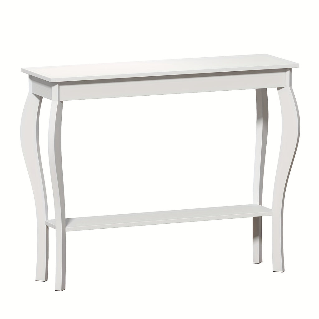 Farmhouse Console Sofa Table With S-Shape Wooden Legs, Chic Accent Narrow Console Table With Sturdy Frame And Open Shelf For Entryway, Living Room And Hallway, Space-Saving Design, Versatile And Easy To Assemble
