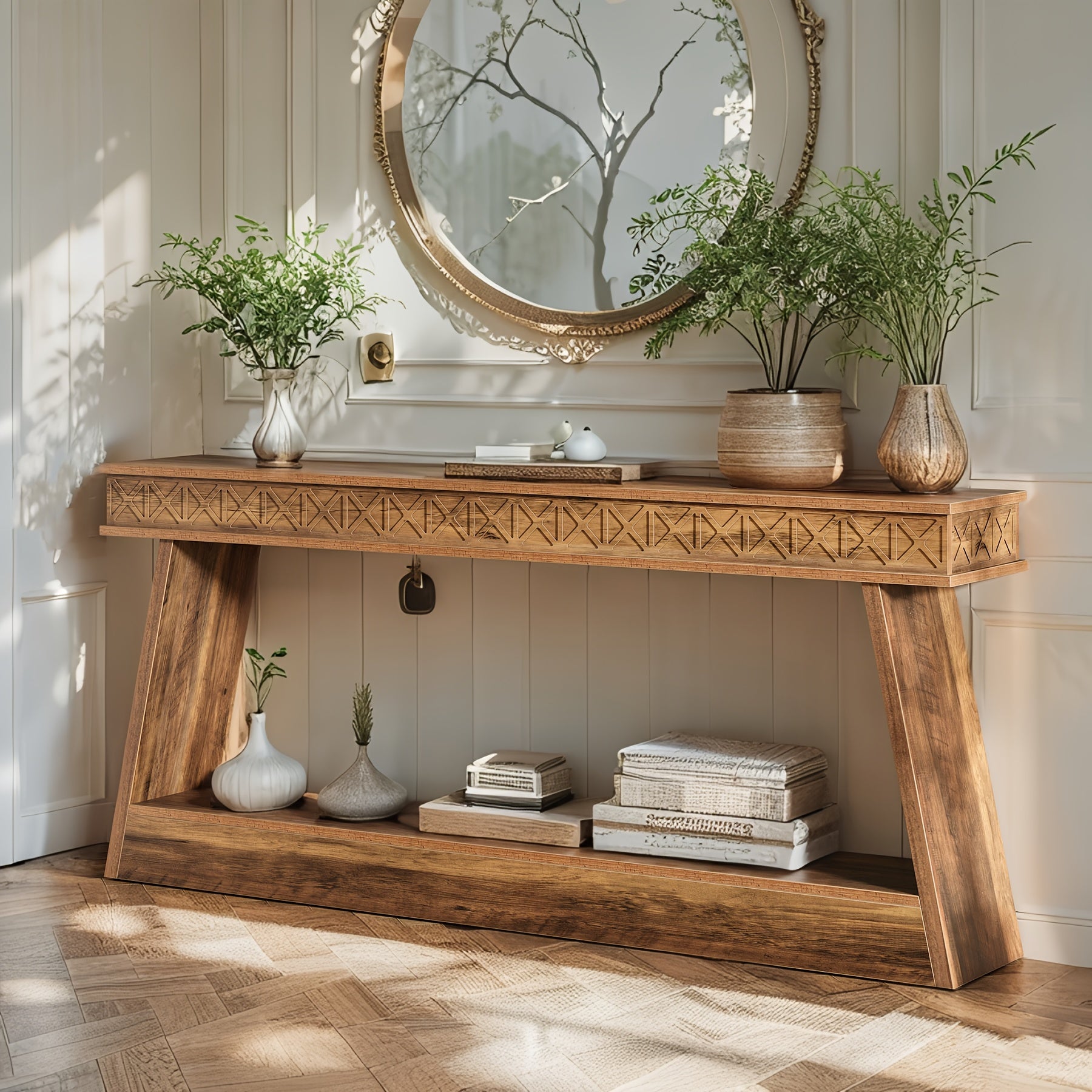 Entryway Console, Two-Level Table, Sofa Back Table, Durable And Reliable, Suitable for Living Room, Hallway, Foyer, Corridor, Office