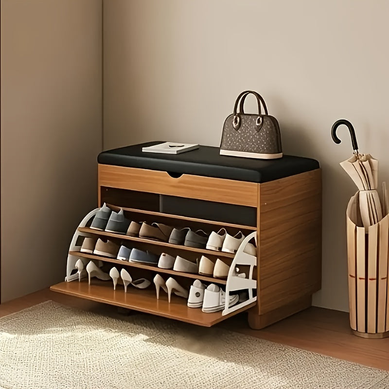 Shoe Storage Unit, Bench with Flip Drawers for Shoes, Entryway Cabinet with a Seating Stool, PU Leather Shoe Organizer Ideal for Home, Apartment, And Living Room Furniture, Shoe Rack Organizer, Perfect As Christmas Gifts