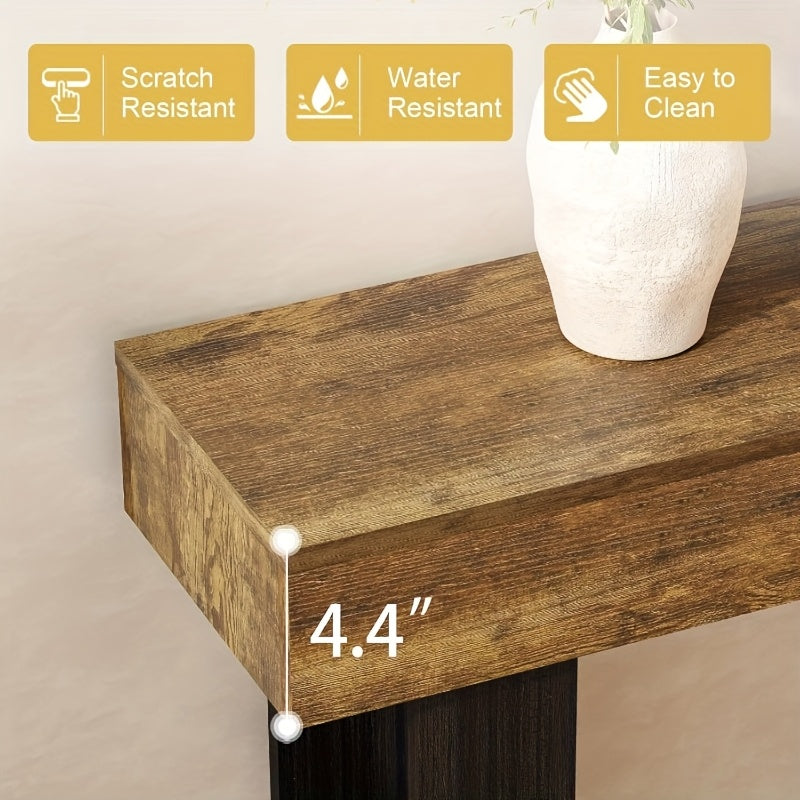 Farmhouse Console Table 55inch Narrow Wood Console Table | Behind Couch Table with Storage, Rectangular Farmhouse Hallway Accent Table for Entryway, Foyer, Living Room (Vintage Brown + Black)