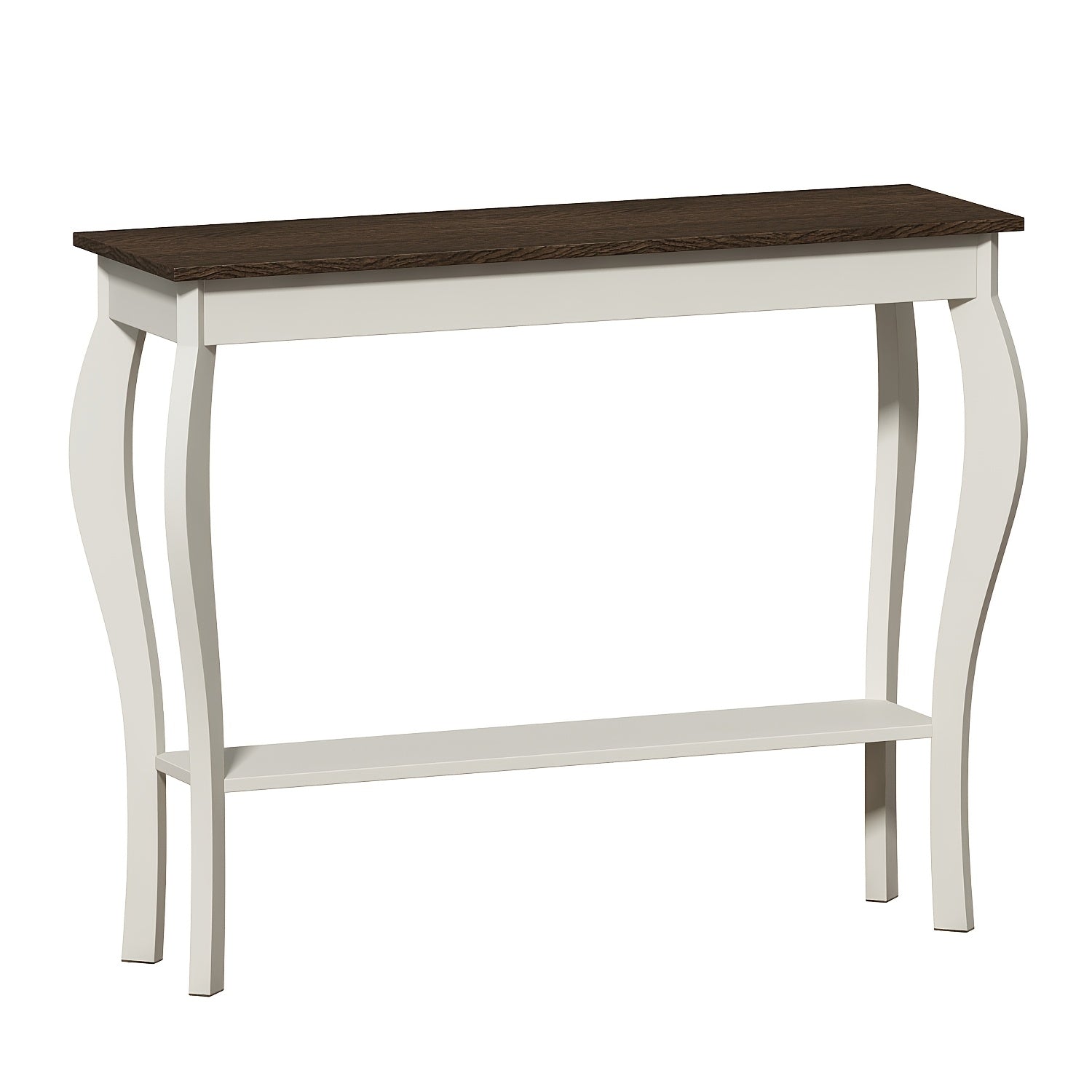 Farmhouse Console Sofa Table With S-Shape Wooden Legs, Chic Accent Narrow Console Table With Sturdy Frame And Open Shelf For Entryway, Living Room And Hallway, Space-Saving Design, Versatile And Easy To Assemble