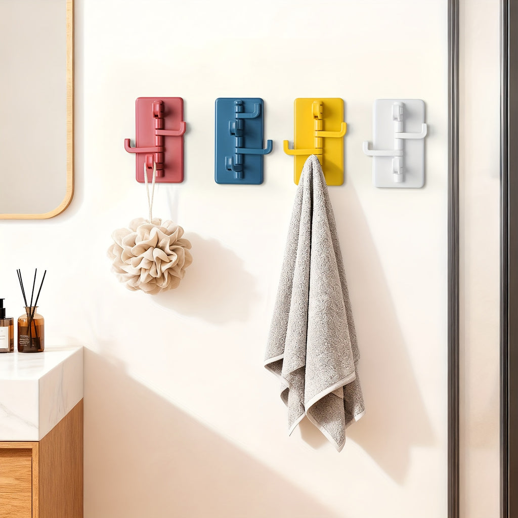 4pcs Self-Adhesive Wall Hooks, No-drill, Multi-purpose Hooks Are Made Of Durable Plastic for Easy Installation In Bathrooms, Kitchens, And More. Perfect for Organizing Keys, Hats, And Towels In Homes, Dorms, And Offices., Utility Hooks