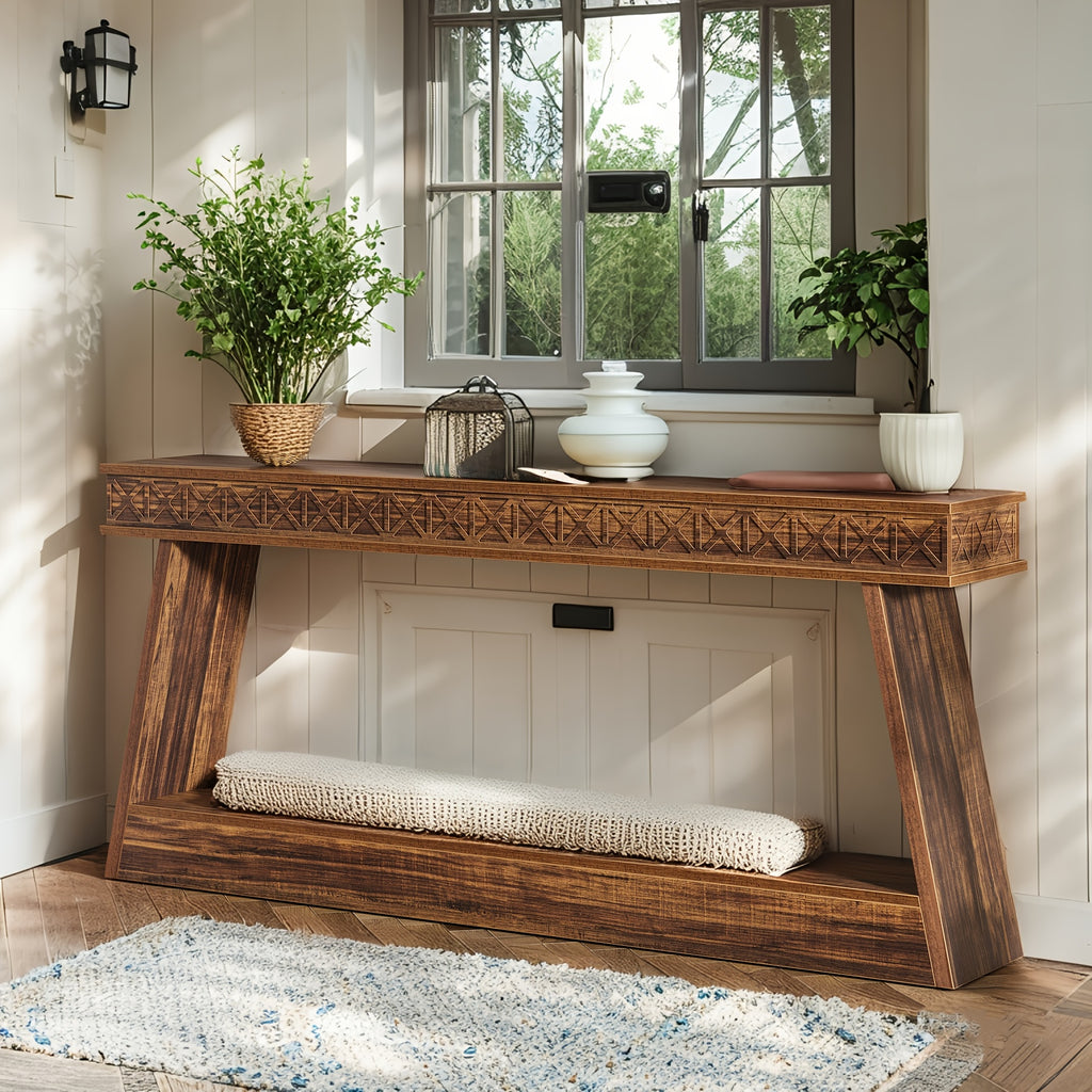 Entryway Console, Two-Level Table, Sofa Back Table, Durable And Reliable, Suitable for Living Room, Hallway, Foyer, Corridor, Office
