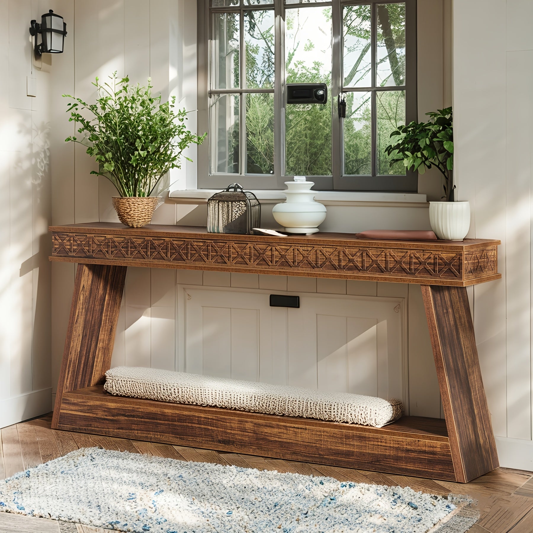 Entryway Console, Two-Level Table, Sofa Back Table, Durable And Reliable, Suitable for Living Room, Hallway, Foyer, Corridor, Office