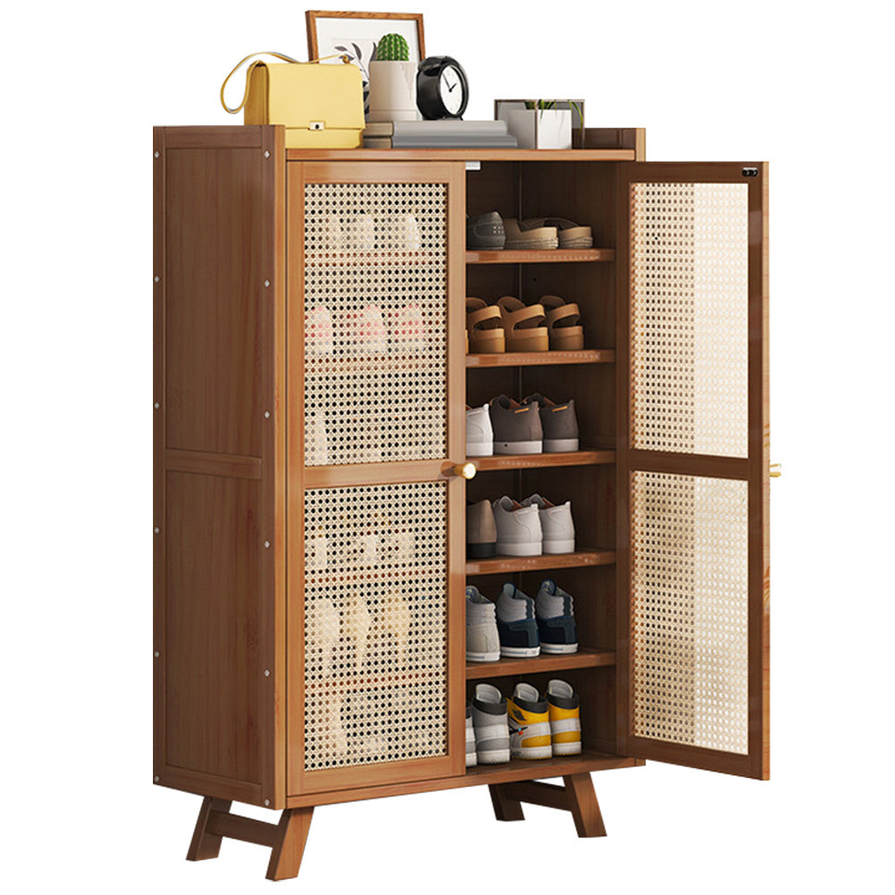 5\u002F7-Tier Shoe Rack Organizer Featuring Doors, a Bamboo Shoe Storage Cabinet with Shelves for Entryway, Hallway, Or Closet