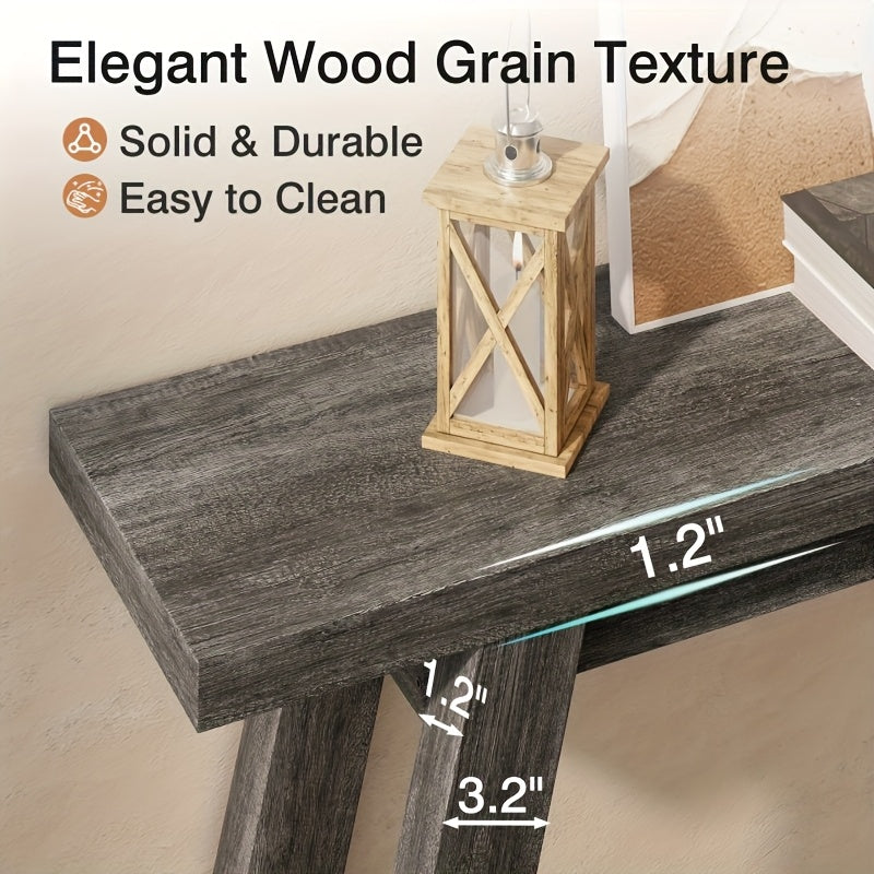55 Inch Farmhouse Console Entrance Table Solid Wood 2 Tier Narrow Sofa Table for Living Room Dining Hallway, Perfect for Country Entrance Table in Living Room