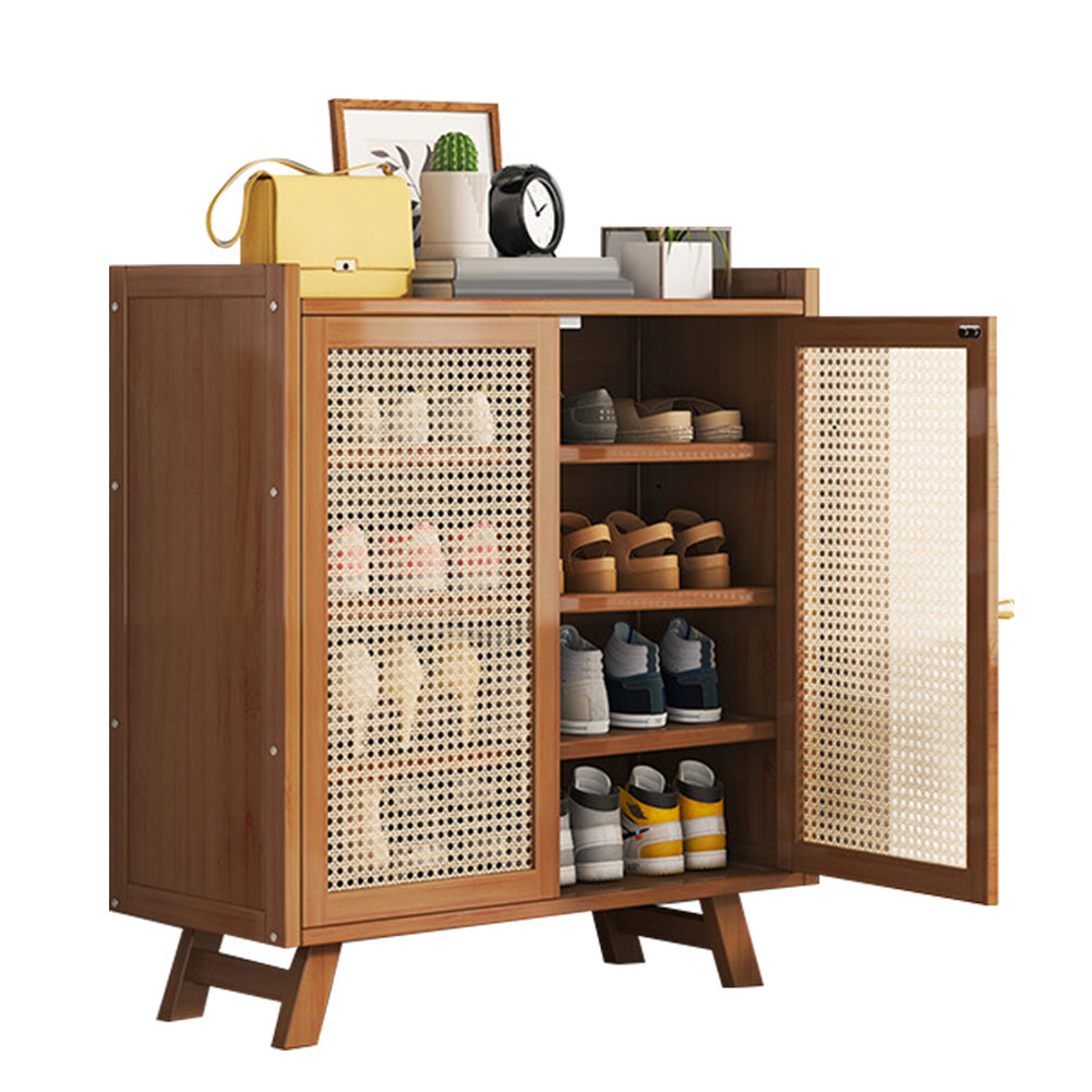 5\u002F7-Tier Shoe Rack Organizer Featuring Doors, a Bamboo Shoe Storage Cabinet with Shelves for Entryway, Hallway, Or Closet