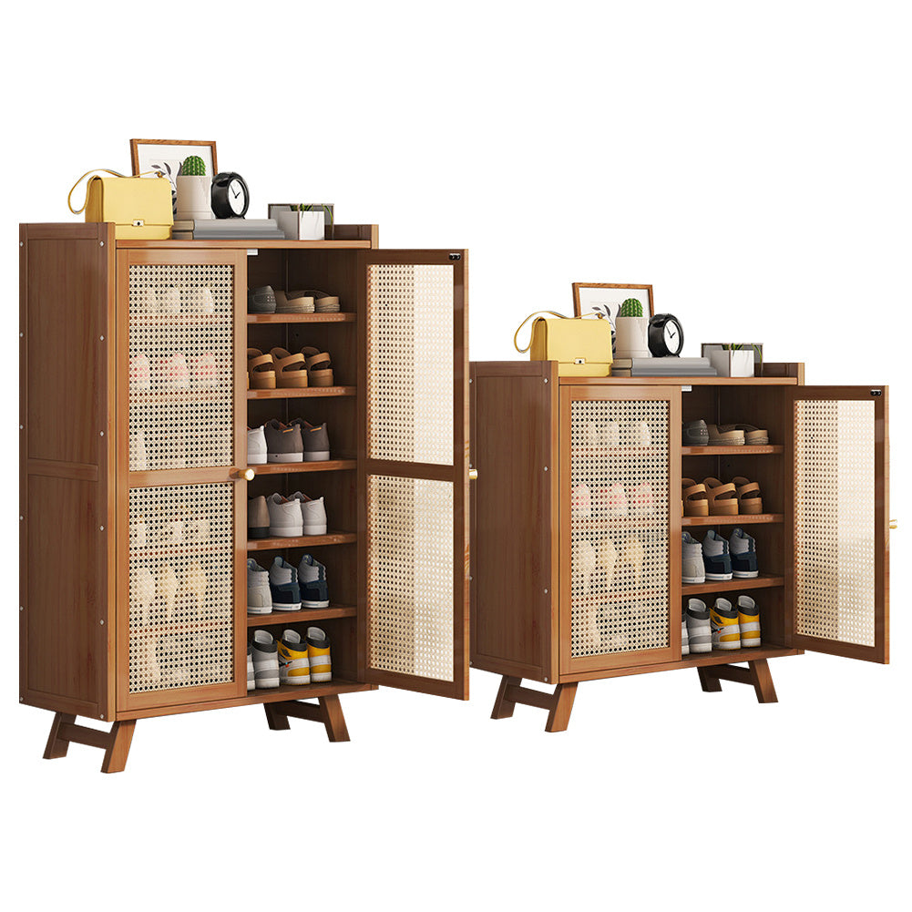 5\u002F7-Tier Shoe Rack Organizer Featuring Doors, a Bamboo Shoe Storage Cabinet with Shelves for Entryway, Hallway, Or Closet