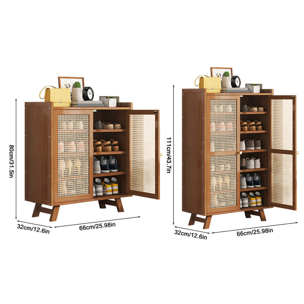 5\u002F7-Tier Shoe Rack Organizer Featuring Doors, a Bamboo Shoe Storage Cabinet with Shelves for Entryway, Hallway, Or Closet