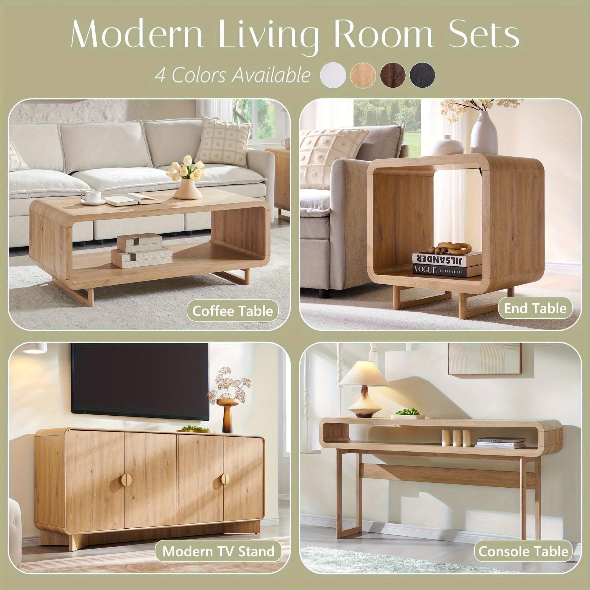 63-Inch Long Console Table, Modern Wooden Entryway Table with Open Storage Shelf and Curved Design - Suitable for Living Room, Hallway, and Foyer