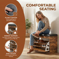 Storage Bench Entryway with Cushion, Shoe Rack Bench with Storage with 3-Tier Flip Drawer, Shoe Cabinet Organizer with Hidden Space for Hallway Mudroom