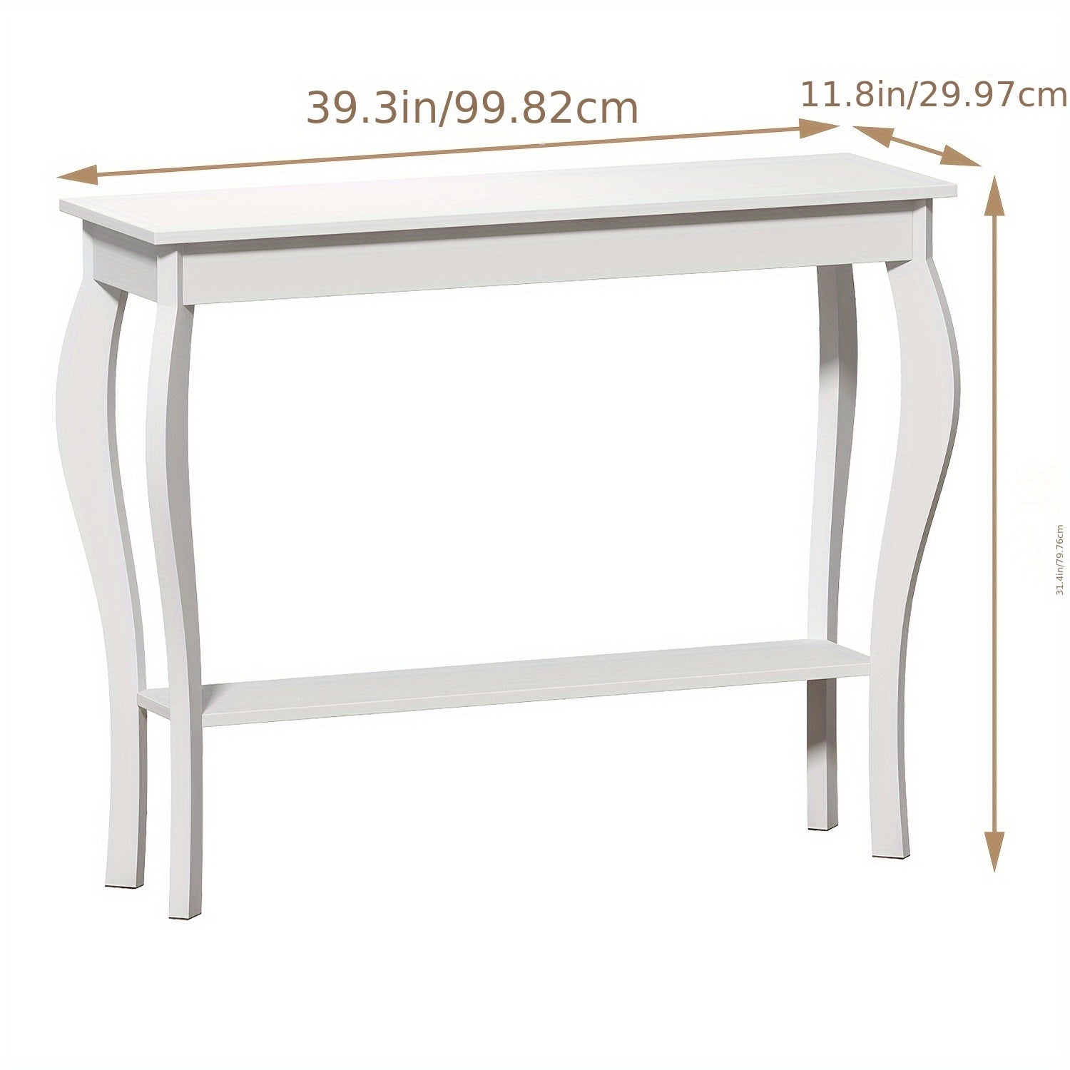 Farmhouse Console Sofa Table With S-Shape Wooden Legs, Chic Accent Narrow Console Table With Sturdy Frame And Open Shelf For Entryway, Living Room And Hallway, Space-Saving Design, Versatile And Easy To Assemble