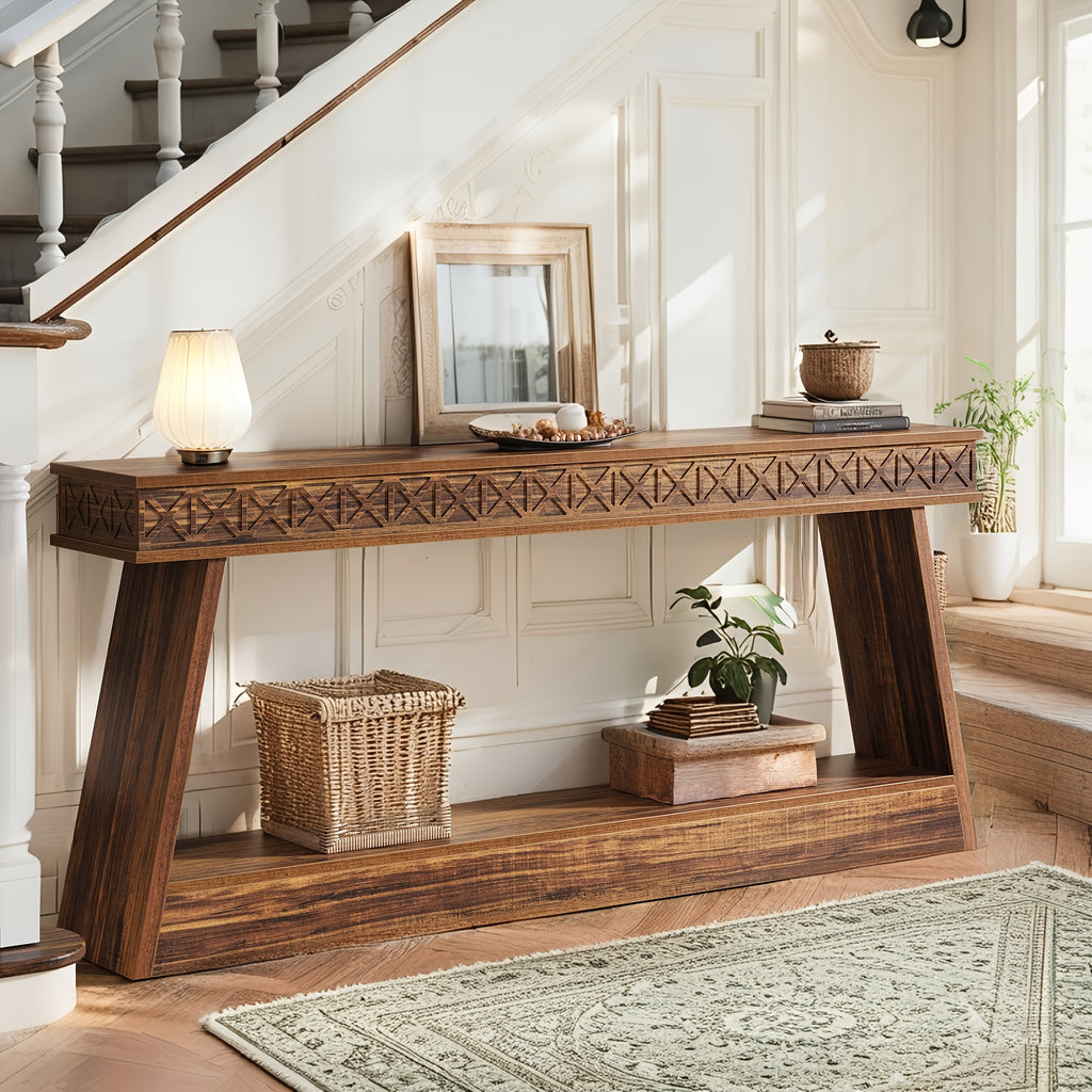 Entryway Console, Two-Level Table, Sofa Back Table, Durable And Reliable, Suitable for Living Room, Hallway, Foyer, Corridor, Office