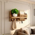 A Wooden Wall-Mounted Key Holder with a Mail Storage Box, Storage Rack, Wall Rack, Wall-Hanging Coat Hook, Folding Hanging Storage Rack, Solid Wood Clothes Hanger, Coat Rack, Bedroom, Foyer, Mud Room, Aesthetic Room Decoration